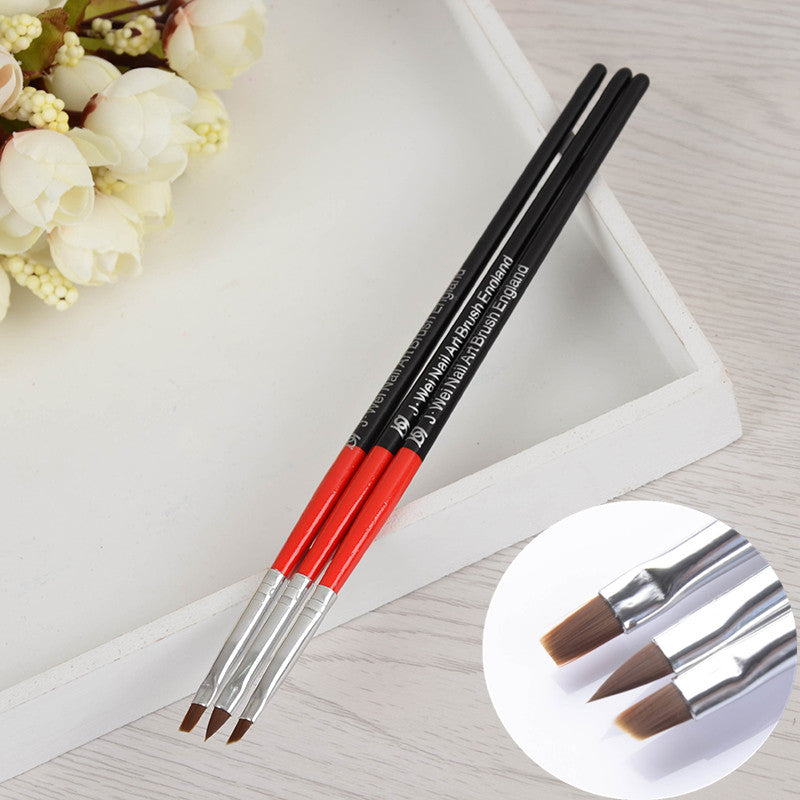 3Pcs/set UV Gel Crystal Brush Set Nail Art Pen Brush Salon Manicure Brush Tools