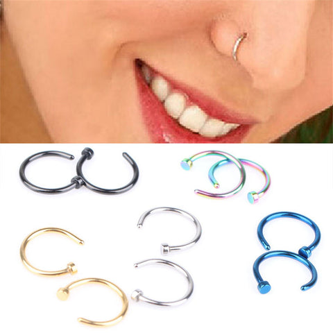1 Pair Fashion Style Medical Hoop Nose Rings Clip On Nose Ring Body Fake Piercing Piercing Jewelry For Women
