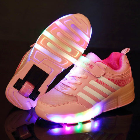 2016 New All Seasons Girls/Boys LED Light Shoes,Children Fashion Roller Skate Sneakers,Kids Luminous Shoes With Single Wheels