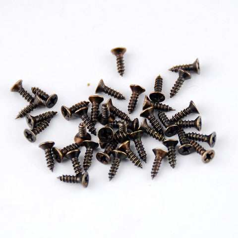 Free Shipping-Hot 200Pcs Bronze Fit Hinges Flat Round Head Self-Tapping Phillips Cusp Screws Fasteners Hardware 6x2mm J1818-2*6