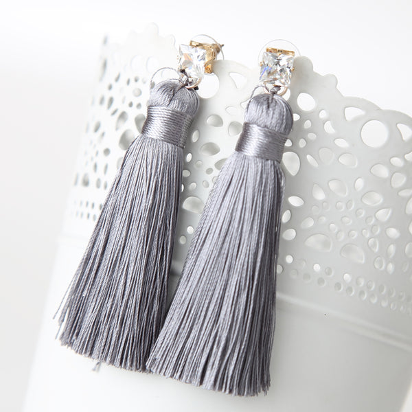 2016 Europe Style Bohemian Shiny Rhinestone Chunky Long Tassel Earrings For Girls Fashion Pendientes