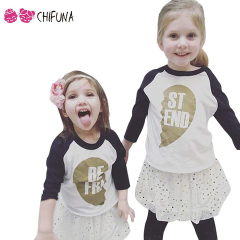 2016 New Summer Family Look T-shirts Cotton Long Sleeves Best Friend T-shirt Kids Tee Boys Girls Clothes Family Matching Outfits
