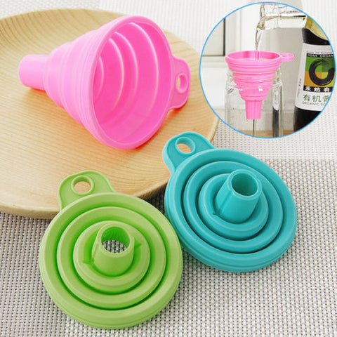 Silicone Gel Practical Collapsible Foldable Funnel Hopper Kitchen Tool Gadget