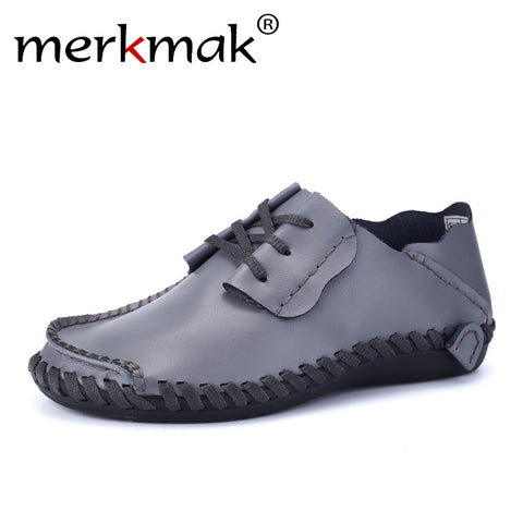 Merkmak Genuine Leather Men Shoes Boat Shoes for Men 2017 New Mens Loafers Shoes Casual Fashion Mens Falts Large Size 38-47