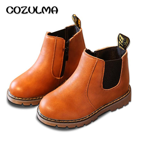 COZULMA Spring Autumn Boys Girls Boots Kids Shoes Children Boys Girls Martin Boots Handmade Leather Boots Baby Boys Girls Shoes