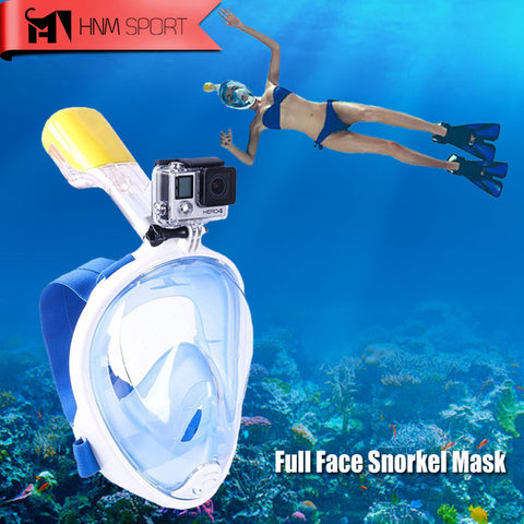 2017 New Scuba GoPro Camera Snorkel Mask Underwater Anti Fog Full Face Snorkeling Diving Mask  with Anti-skid Ring Snorkel