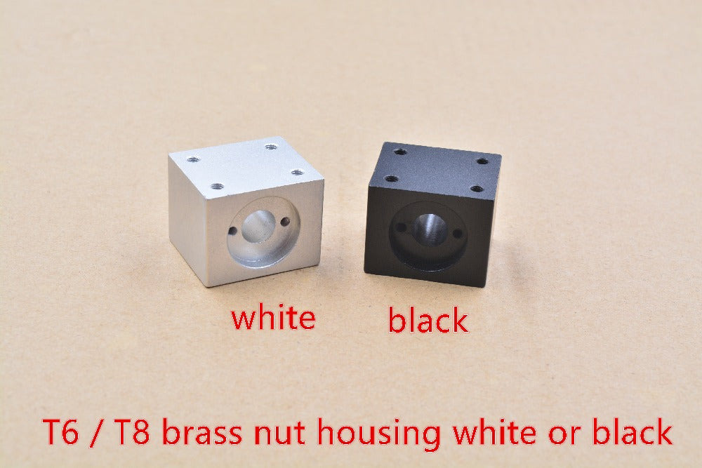 T8 trapezoidal screw nut housing white or black mounting bracket aluminum for T8 screw brass nut engraving machine T8 nut 1pcs