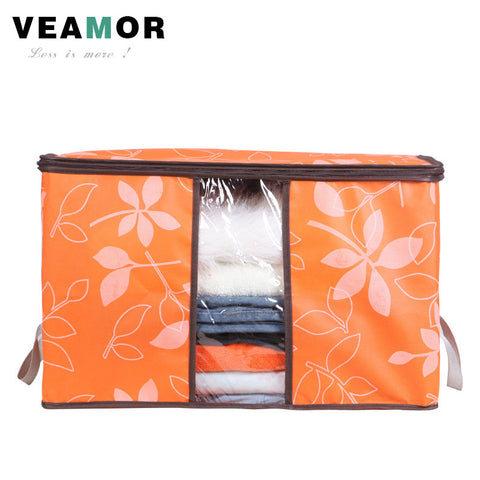 Flowers Printed Non-woven Quilts Storage Boxes for home Organization Plus Size Finishing Storage Boxes with Windows Bags B033