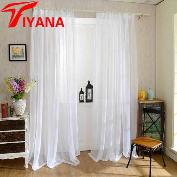 Europe Solid White Yarn Curtain Window Tulle Curtains For Living Room Kitchen Modern Window Treatments Decor Voile Curtain #40