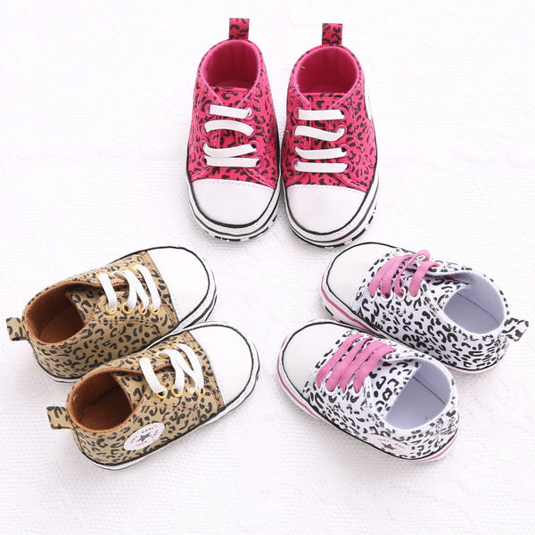 New Fashion Newborn Baby Boy Girl Kids First Walkers Classic Sports Sneakers Infant Crib Leopard Soft Soled Anti-slip Shoes 0-1T