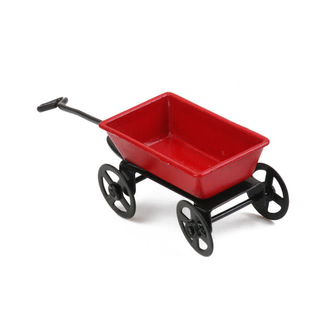 Cute 1:12 Dollhouse Miniature Garden Metal Cart Red Furniture Toys Pretend Play Classic Toys Doll House Decoration Gift for Kid