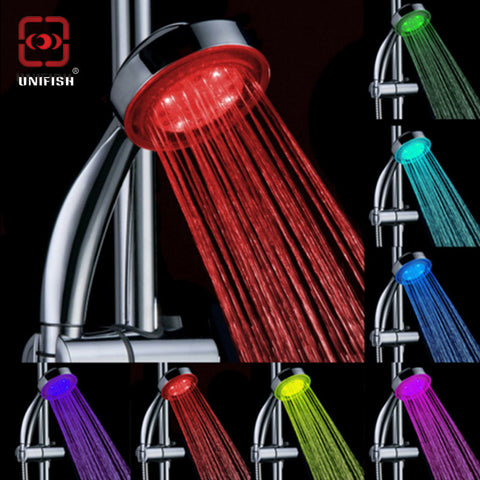 Romantic Automatically Changing 7 Color LED Colorful Shower Head Nozzle abs plastic round single head Bath Sprinkler Multi Color