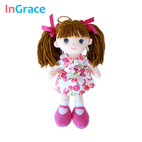 InGrace soft fashion girls mini dolls plush and stuffed flower dress girls toys birthday gifts baby girl's first doll mini 25CM