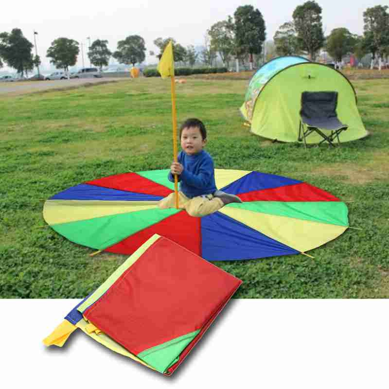 1 Pc 2m Child Kids Sports Development Outdoor Rainbow Umbrella Parachute Toy Jump-sack Ballute Play Parachute