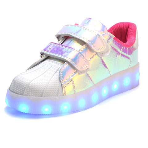 2017 Hot New Spring autumn Kids Sneakers Fashion Luminous Lighted Colorful LED lights Children Shoes Casual Flat Boy girl Shoes