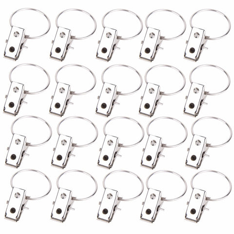20pcs/pack Window Shower Curtain Rod Clips Rings Stainless Steel Drapery Clips