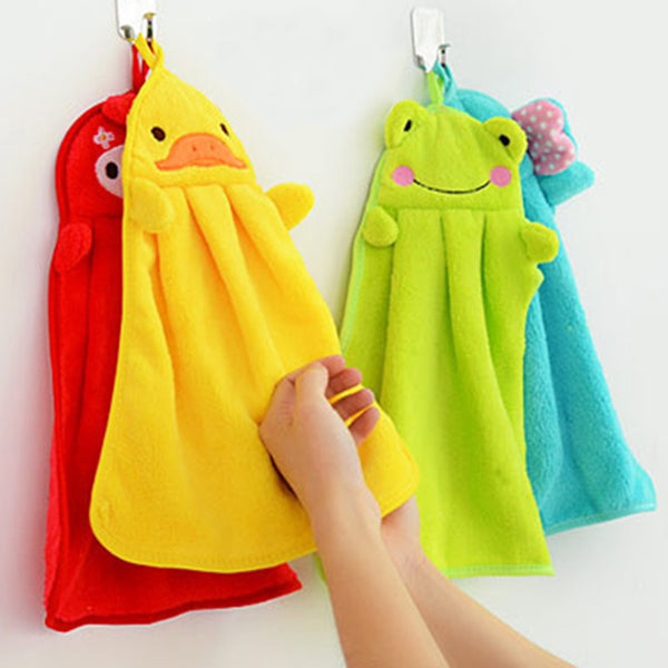 Eco-friendly Candy Colors Soft Coral Velvet Cartoon Animal Towel Can Be Hung Kitchen used