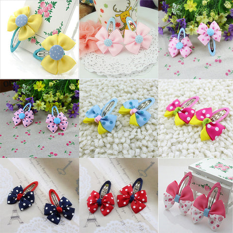 Hot Sale Colorful Baby Bow Dot Hairpins For Girls Grosgrain Hair Clip Accessories Children Ribbon Bowknot Hair band Statement