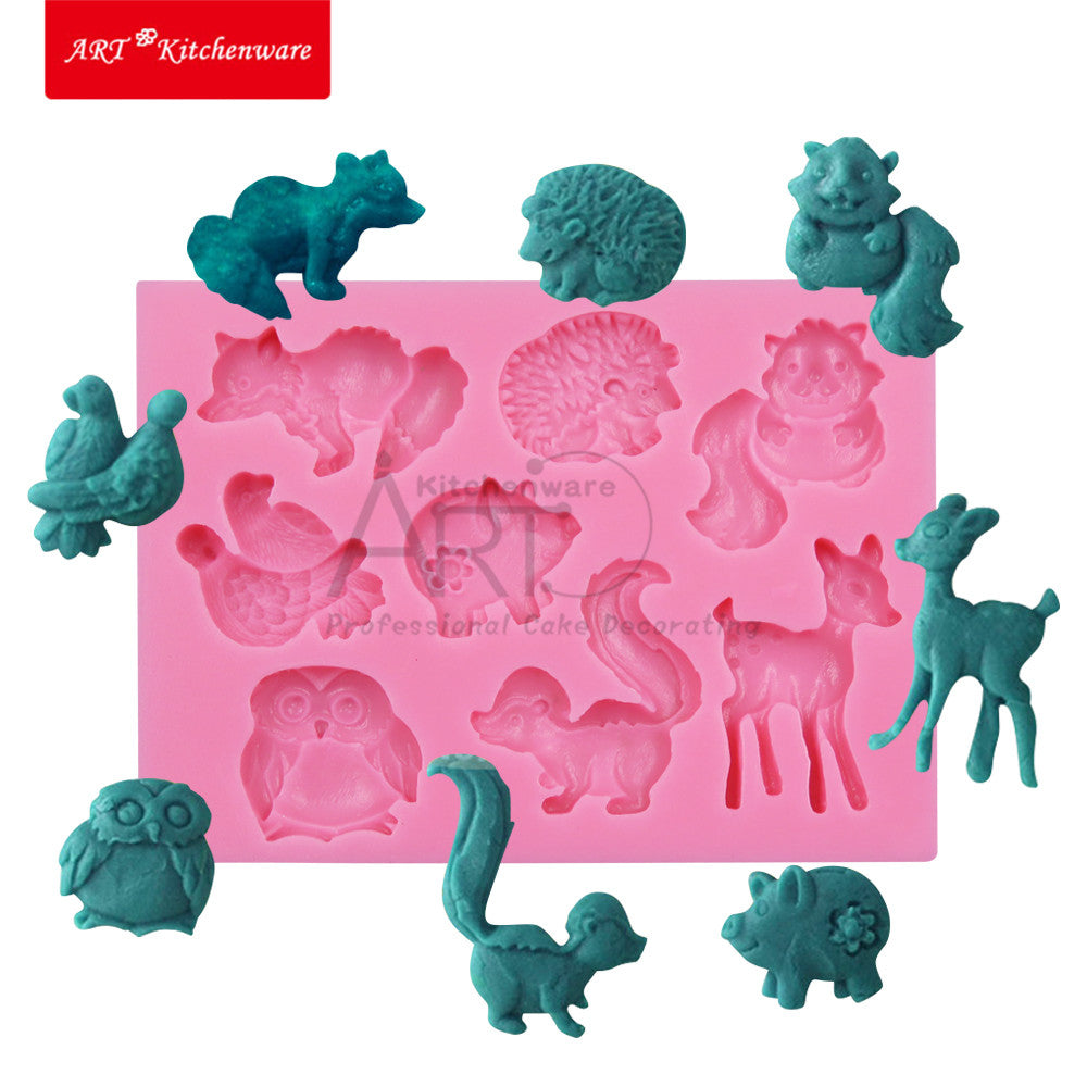 Animal Chocolate Silicone Mold Fondant Molds Squirre/Hedgehog/Deer Mould Cake Tools Sugarcraft Mold Bakeware Cupcake Mold SM-362
