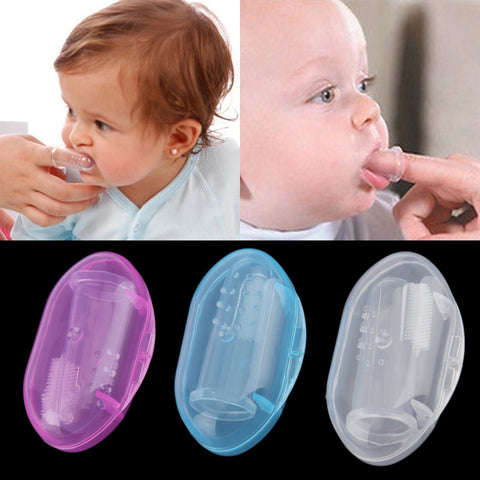 1Pcs Useful healthy Kids Baby Infant Soft Silicone Finger Toothbrush Teeth Rubber Massager Brush with box 2016 Hot