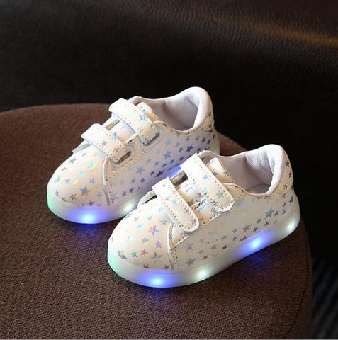 Children Shoes With Light 2017 New Spring Led Stars Sport Light Fashion Girls Shoes Kids Sneakers Chaussure LED Enfant EU 21-30