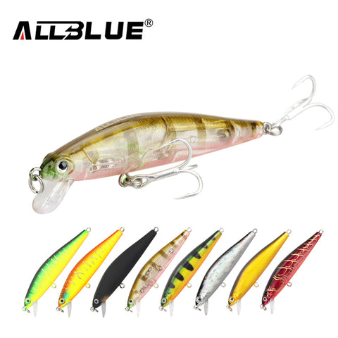 ALLBLUE 2017 Good Quality Fishing Lure Laser Minnow Wobbler Professional Baits 70mm/6.5g 8# Anti-rust Hook Crankbait Popper AB02