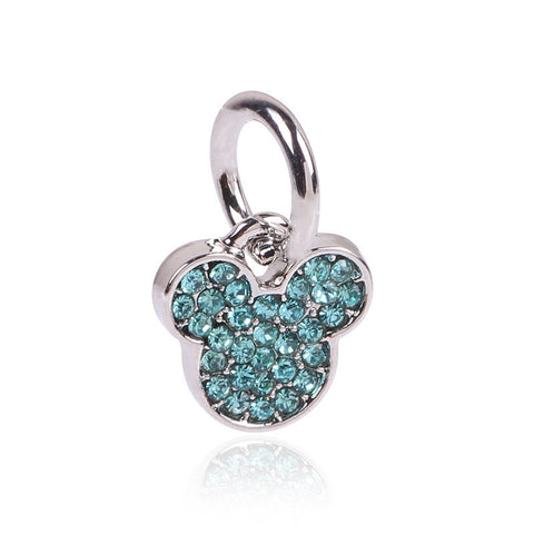 Free shipping 1pc European Silver Crystal Mickey Heanband Hanging Peandant Dangle Bead Charm Fits Pandora Charm Bracelets