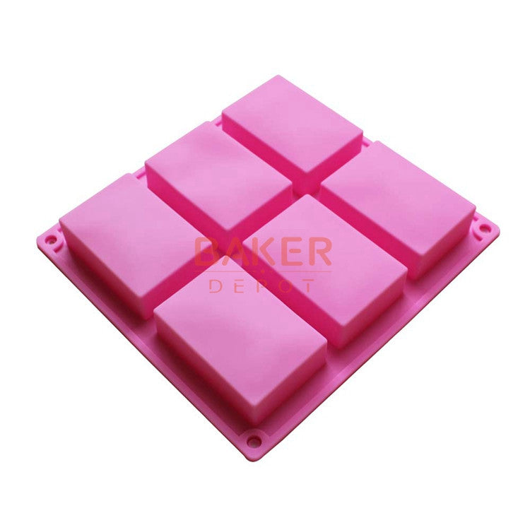 silicone handmade soap mold 6 holes rectangular pastry molds 100ml silicone cake bakeware molds  SSM-001-6