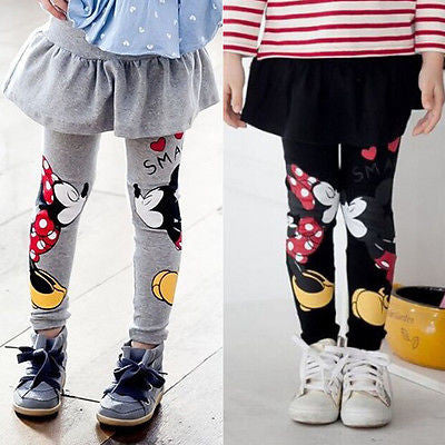 Spring Autumn Baby Kids Girls Minnie Cartoon Mouse Pants Leggings Children Skirt Pants 2-7 Y