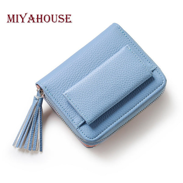 Miyahouse Women Mini Wallets Female Tassel Pendant Short Money Wallets PU Leather Lady Zipper Coin Purses Fashion Card Holders