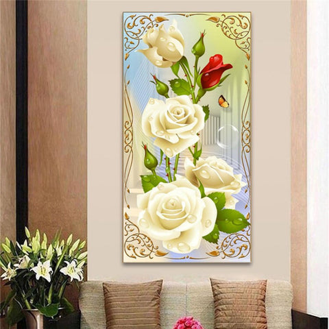 DIY 5D Diamond Mosaic White Rose Resin with Full Painting Cross Stitch Kits Diamonds Embroidery Home Decoration