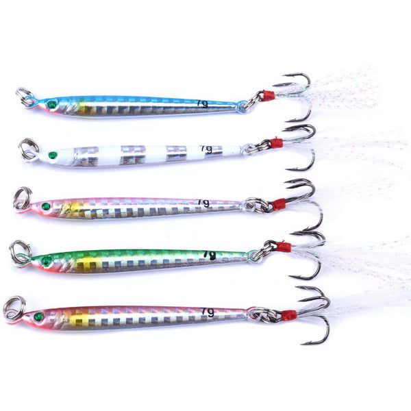 5PCS 7g 10g 14g 17g 21g 28g 40g Fishing Lure Lead Fish Seawater Fishing Spoon Lure Metal VIB Jig Lure Slice Jig Bait Lead Fish