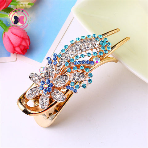 haimeikang Hairpin Claws spring Alloy Rhinestone Hair Clips  Hair Ornament Bride Hair Accessories  Weeding Gum Hair Female 1pcs