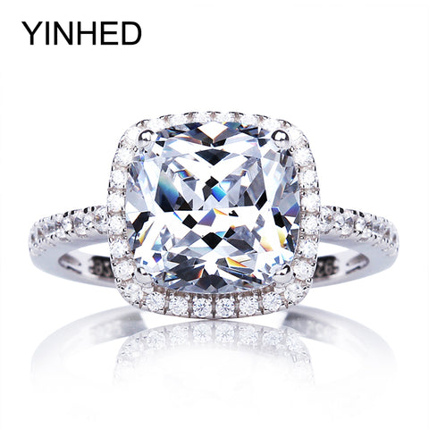95% OFF !! YINHED Real Solid 925 Sterling Silver Engagement Ring 4 Carat Cubic Zirconia CZ Wedding Rings for Women Jewelry ZR274