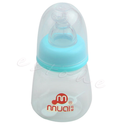 Cute Baby bottle Infant Newborn Cup Children Learn Feeding Drinking Handle Bottle kids Straw Juice water Bottle 80ML ER16162