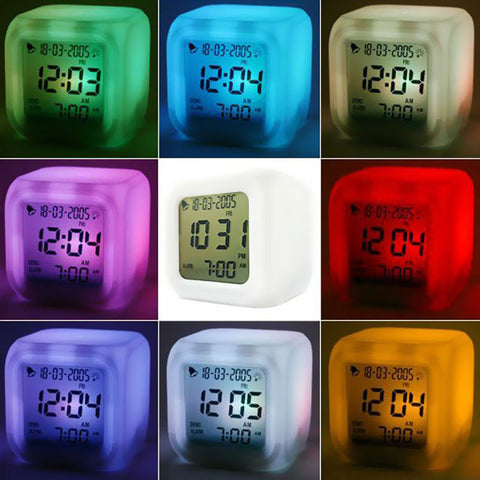 Color Change Multi-function LED Glowing Change Digital Alarm Clock LED Watch Glowing Thermometer Desktop Clock Cube