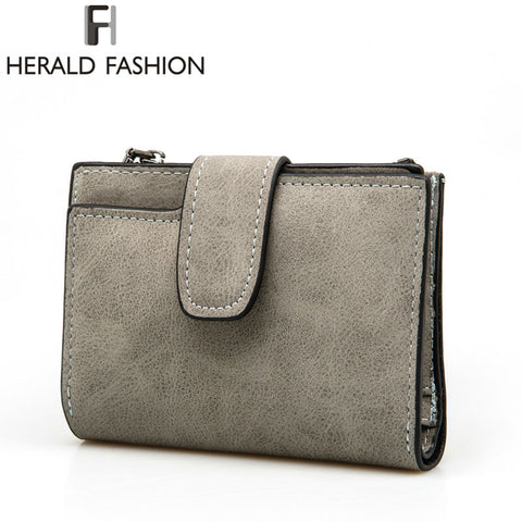 Herald Fashion Lady Letter Zipper Short Clutch Wallet Solid Vintage Matte Women Wallet Fashion Small Female Purse Short Purse