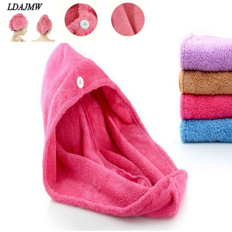 2017 Hot High quality Womens Girls Lady's Magic Quick Dry Bath Hair Drying Towel Head Wrap Hat Makeup Cosmetics Cap Bathing Tool