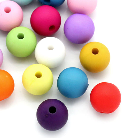 Doreen Box Acrylic Spacer Beads Round Mixed 10mm Dia,Hole:Approx 2mm,100PCs (B24540)