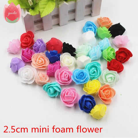 30pcs Mini PE Foam Rose Artificial Flowers For Wedding Box Handmade Decoration DIY Pompom Wreath Valentine's day Fake Flowers