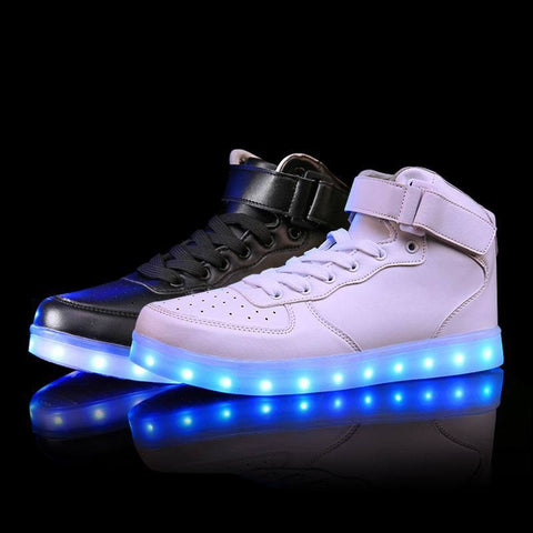 2017 New Kids Boys Girls USB Charger Led Light Shoes High Top Luminous Sneakers casual Lace Up Shoes Unisex Sports for children