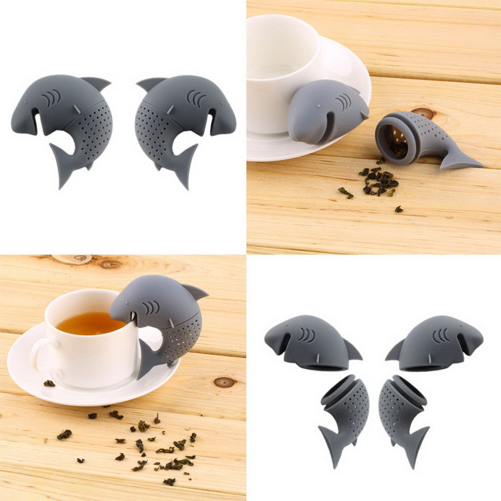 Cute Silicone Shark tea infuser Leaf Strainer Herbal Spice Filter Diffuser Filter Teapot Teabags for Tea & Coffee Drinkware