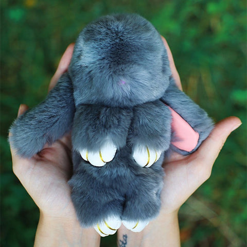 2016 New Rex Furs Rabbit Plush Toys Key Ring Keychain Pendant Bag Car Charm Tag Cute Mini Rabbit Toy Doll Real Fur Monster