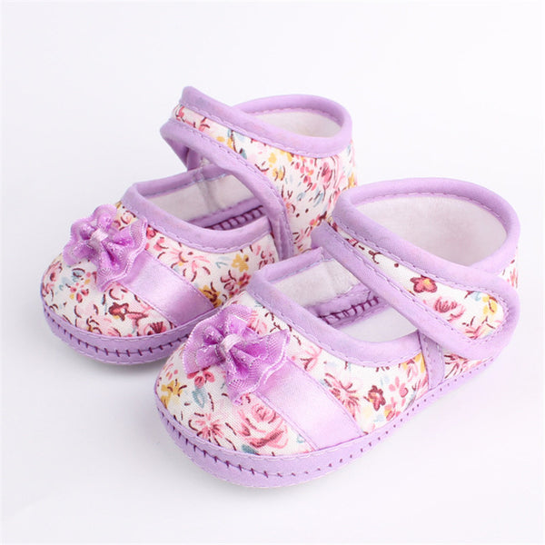 Baby Toddler Girls Flowers Bow Shoes Spring Autumn Footwear First Walkers