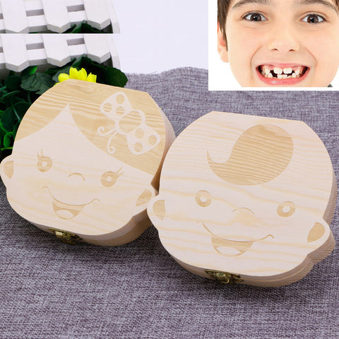 Tooth Box Organizer Baby Save Milk Teeth Wood Storage Box For Kids Boy&Girl