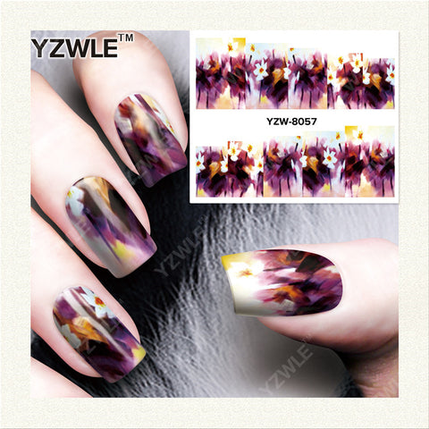 YZWLE 1 Sheet DIY Decals Nails Art Water Transfer Printing Stickers Accessories For Manicure Salon YZW-8057