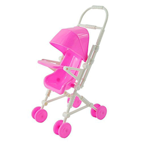 Pink Baby Stroller Infant Carriage Stroller Trolley Nursery Toys Furniture for Barbie Doll Gifts for Baby Girls Free shipping