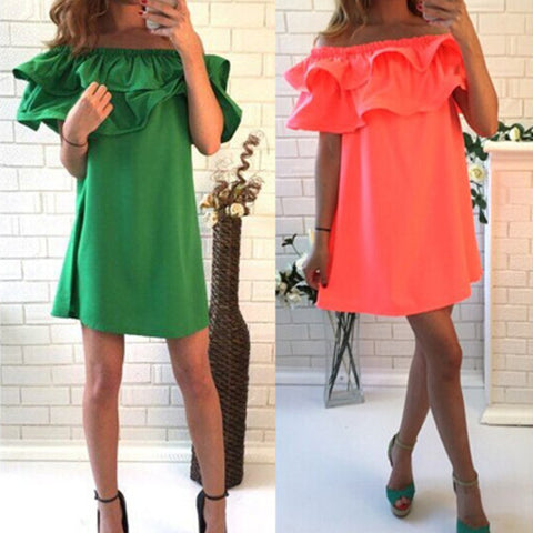 Hot sale 2017 summer dress solid color off shoulder for women dresses fashion casual sexy dresses vestidos beach dress  CDD139