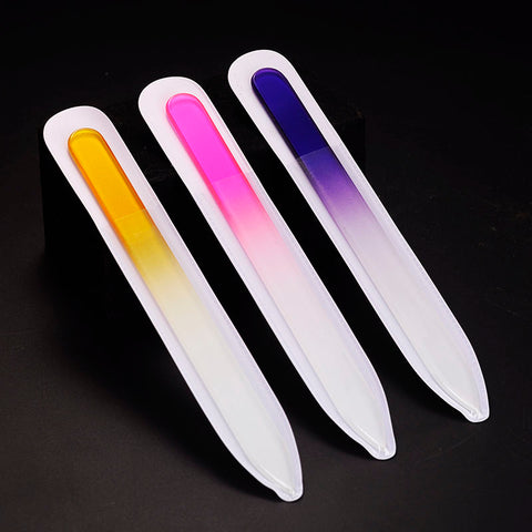 Randomly Colors Durable Crystal Glass Nail Beauty Manicure Device Buffer Art Files Tools for Women Girl Professional Polishing