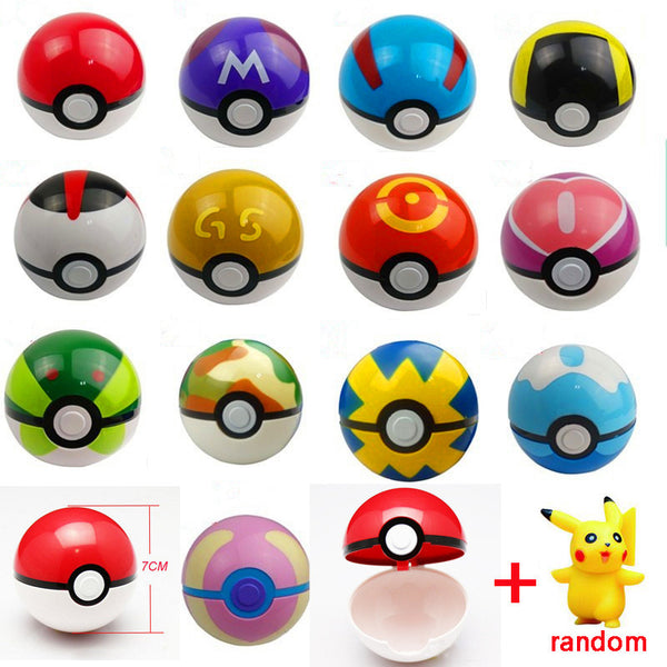 13Styles 1Pcs Pokeball + 1pcs Free Random Figures Inside Anime Action Figures Toys